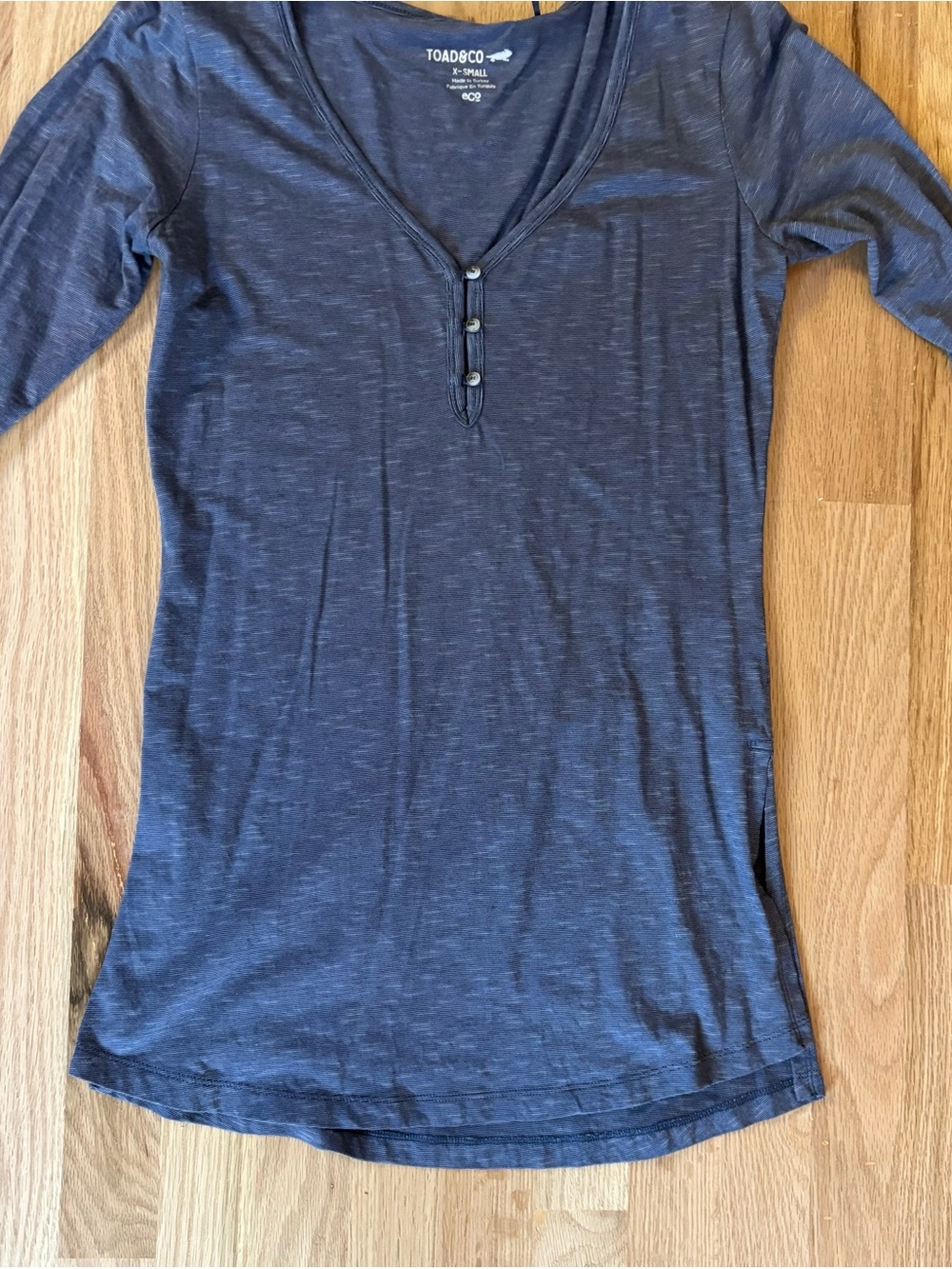 Toad&Co Dusty Blue 3/4 Sleeve Henley Tunic